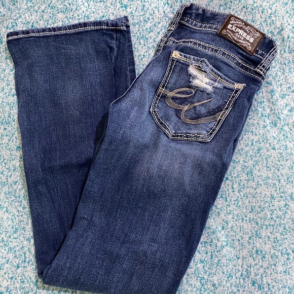 Express Distressed Bootcut Jean Denim Blue Size 4 - Picture 1 of 5